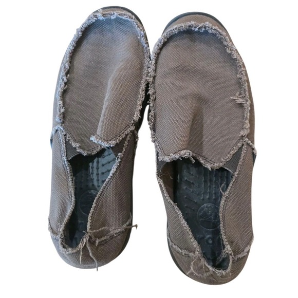 Crocs Santa Cruz Shoes 10128 Beige Slip-On Loafers Canvas Men's Size 9 - Picture 1 of 8